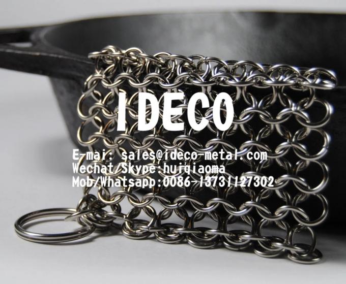 Chainmail Scrubbers, Chain Mail Small Ring Cast Iron Cleaner, Dutch Ovens Waffle Iron Pans Ring Mesh Scraper