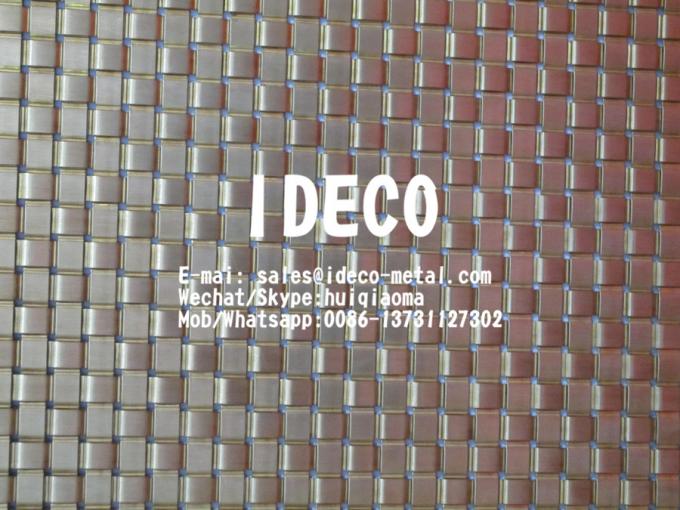 Flat Wire Square Woven Decorative Metal Mesh, Crimped Architectural Woven Mesh for Facade Curtain Wall Claddings