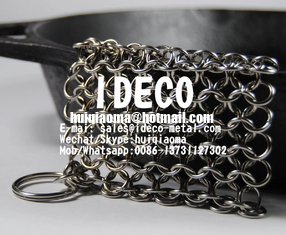 China Chainmail Scrubbers, Chain Mail Small Ring Cast Iron Cleaner, Dutch Ovens Waffle Iron Pans Ring Mesh Scraper supplier